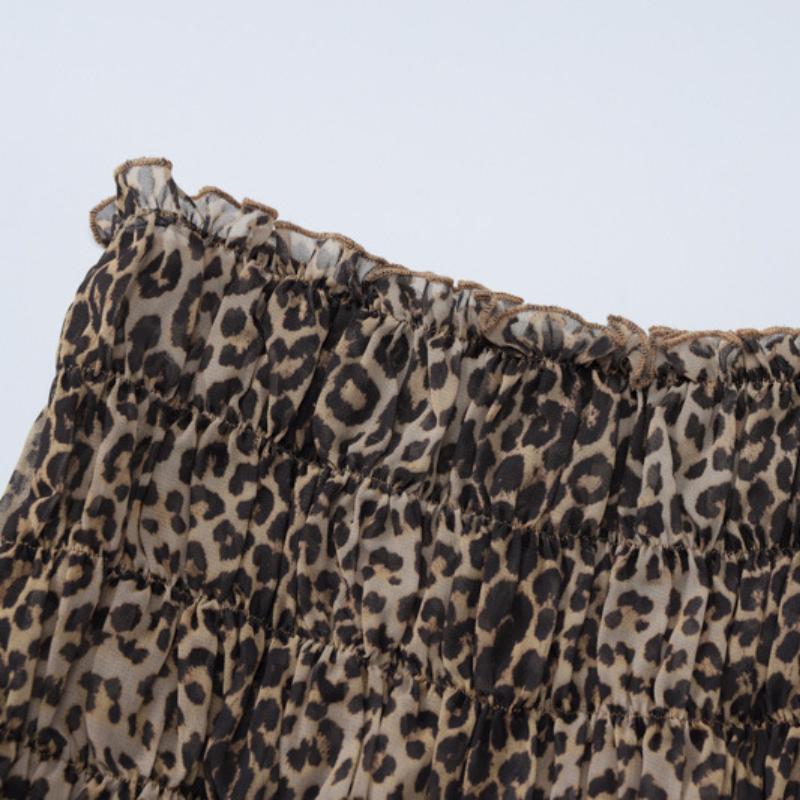 Leopard Print Ruffles Women Sexy 2 Piece Set Women Sexy Camis Bra Crop Tops + Low Waist Shorts Summer Holiday Beach Outfits Suit