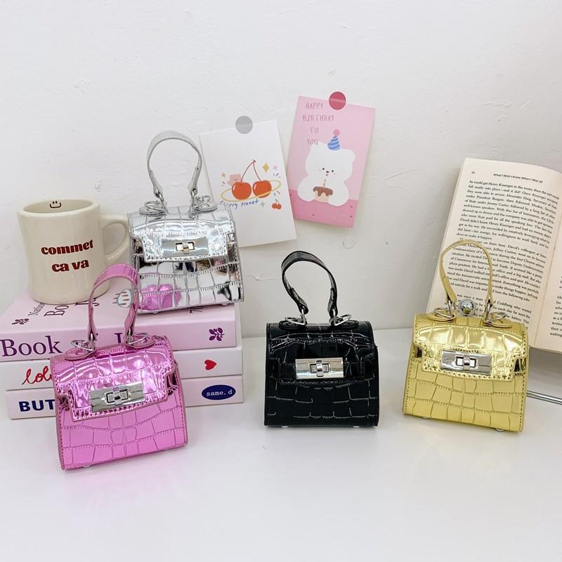 Solid Children Color Casual Bag With Laser Stone Texture Design Travel Daily