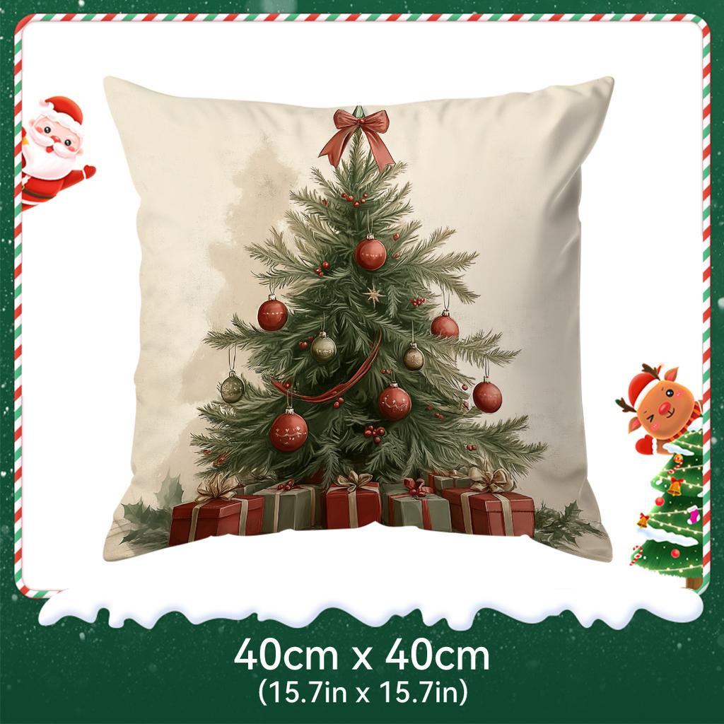 Vintage Style Christmas Pillowcase Printed Polyester 40/45/50Cm Throw Pillowcover Decorative Sofa Cushion Pillowslip Home Decor