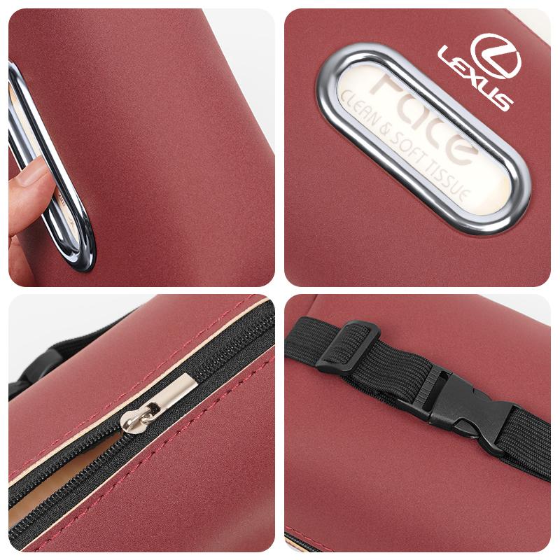 Interior Stickers Car Seat Back Tissue Box Auto Leather Tissue Holder For Lexus Fsport GS GX IS LS LX CT LC RC LBX NX RX 350h 45