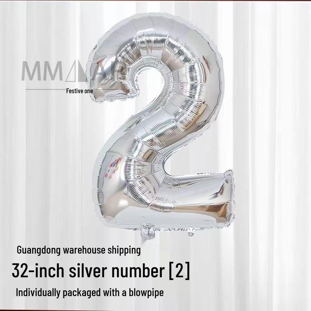 32-Inch Birthday Number Balloons - Aluminum Film Party Decorations & Photo Props