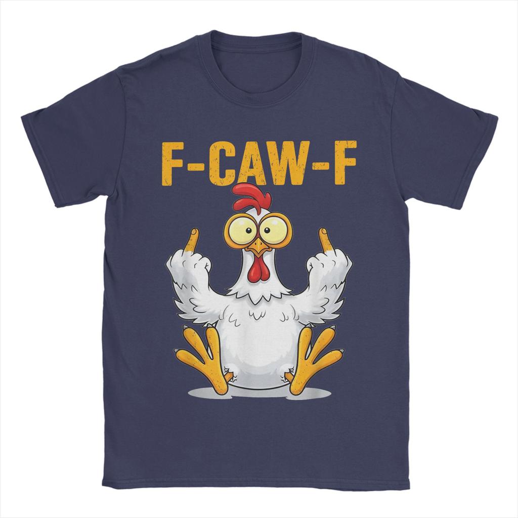 T-shirt Meme Coq F-Caw-F pour Homme 100% Coton T-Shirt Nouveauté Col Rond T-Shirts Manches Courtes Hauts Grande Taille