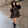 Cappotto da donna in pelliccia sintetica di visone Cappotto medio-lungo con cappuccio
