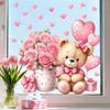 Bear Flower Heart Window Sticker for Bedroom, Living Room, Balcony, Festival Decoration, Glass Static Electricity Sticker