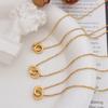 French Geometric Interlocking Ring Pendant Necklace for Couples, Collarbone Chain