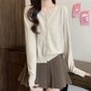 Women's Autumn Knit Cardigan: Short, Simple, Versatile Loose Fit, Casual Round Neck Long Sleeve Jacket