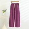 2025 Summer Women's Cotton Silk High Waist Wide Leg Twill Pants: Lightweight, Loose, and Versatile