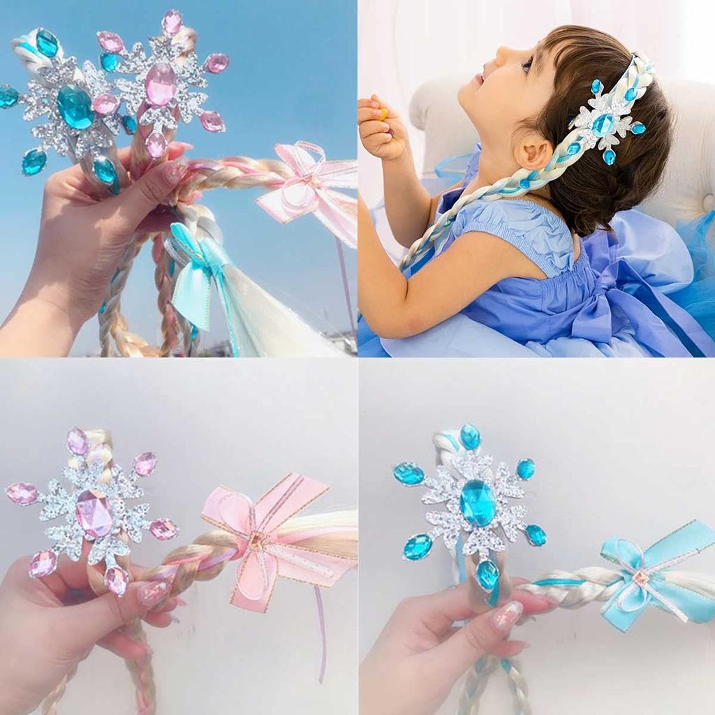 monoii Rapunzel Wig Cosplay Children Halloween Snow Queen Healthy Elsa Wig Cinderella False Hair Princess Headband Princess Dress Up Hair Band Girls