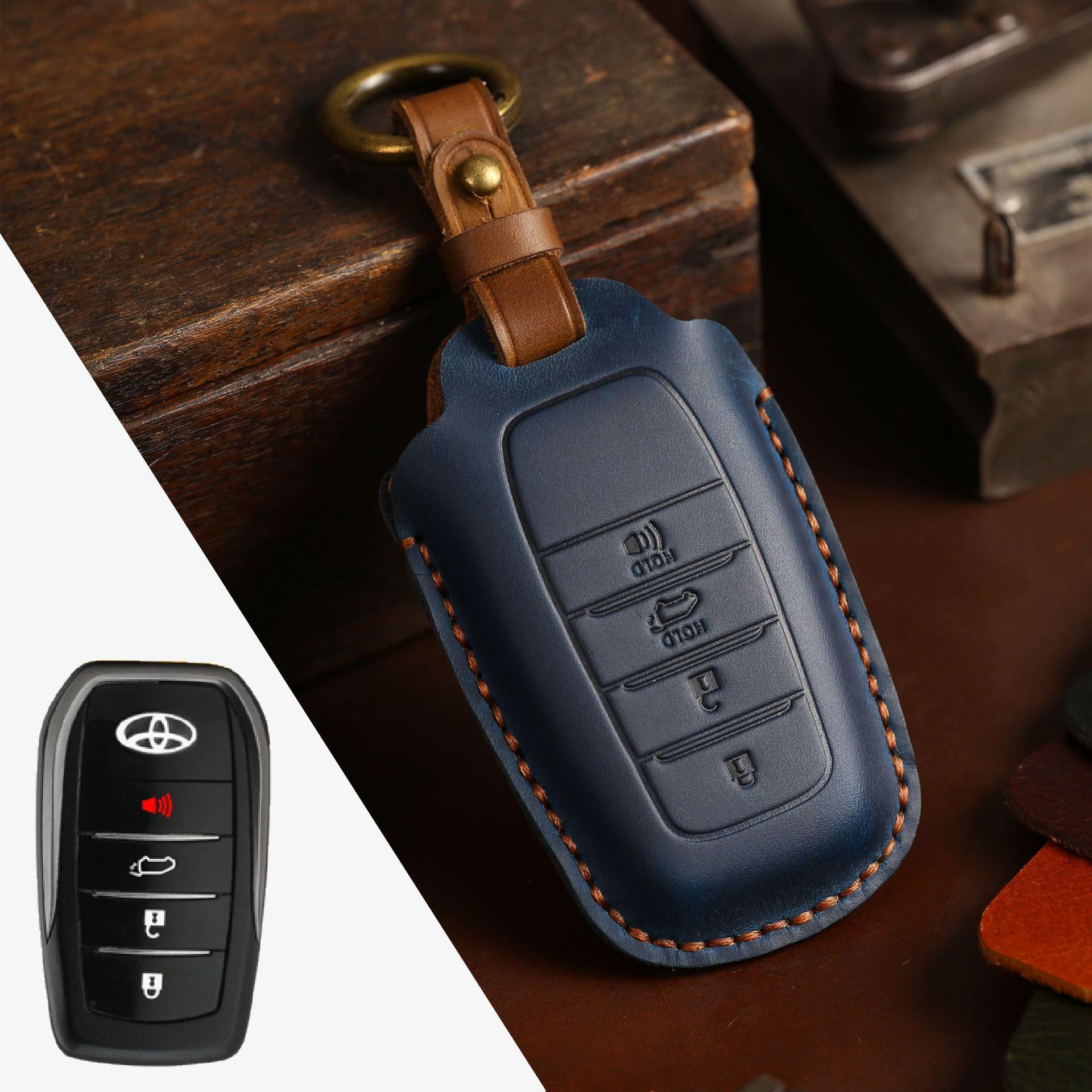 

Crazy horse leather key cover is suitable for Toyota key bag, El Farland Cool Luze car key bag is purely handmade