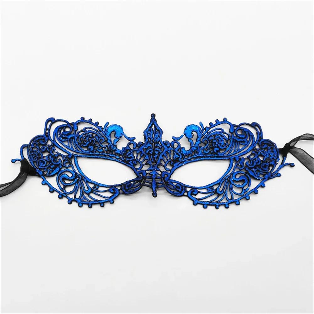 Damen Sexy Durchbrochene Spitze Maskenball Gesichtsmaske mit Band Prinzessinnenparty Mardi Gras Cosplay Abschlussball Requisiten Kostüm Nachtclub Augenmaske