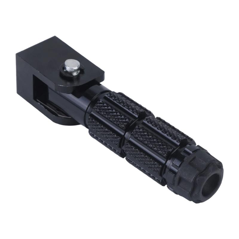 Motorcycle Foot Pegs Pair With 8Mm Mounting Size, Hinged Aluminum Footrest Pedals, Black Grip Pattern for Repair Work and Road Use