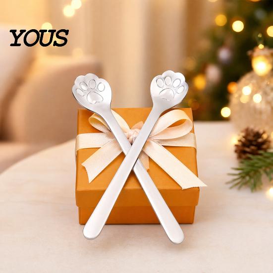 Cat Paw Utensil 1/2/3Pcs Stainless Steel Teaspoon, Design Mixing Spoon, Easy to Shaped Coffee Stirrer Clean Tableware for Sugar Ice Cream