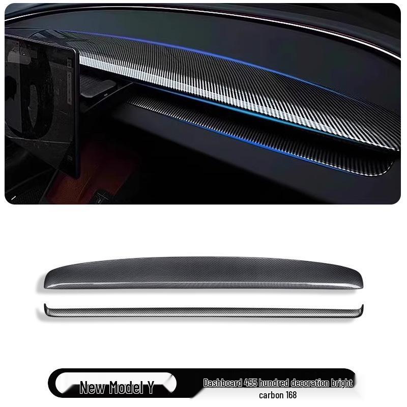 25th Anniversary Edition Carbon Fiber Dashboard Decorative Strip for Model 3/Y Console.