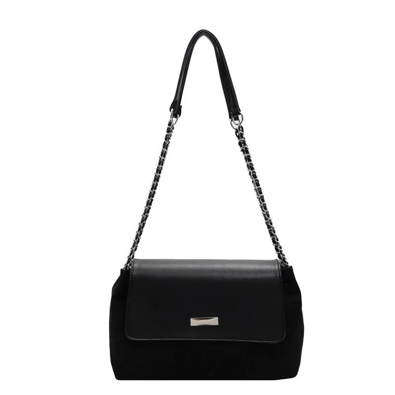 

Модные милые сумки через плечо из искусственной замши и искусственной кожи с цепочками, высококачественные теплые простые сумки через плечо в стиле ретро для женщин