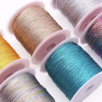 Handmade Gold & Silver Woven Rope: 6-Strand Macrame Thread for DIY Bracelets