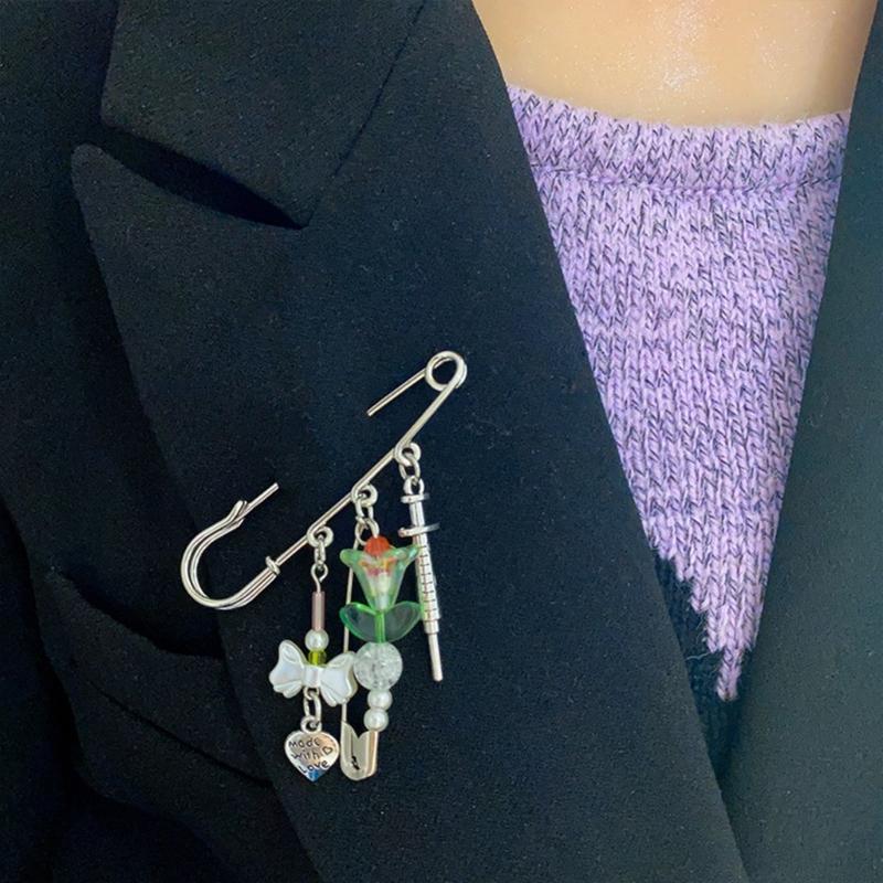 Fashion Bowknot Flower Brooch Cardigan Collar Brooch Clips Sweater Shawl Clips Waist Pants Extender Safety Pins