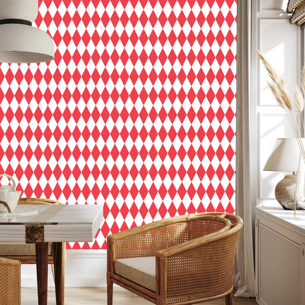 Harlequin Diamonds Wallpaper Coral, Coral Center for Living Room and Bedroom 50x1000