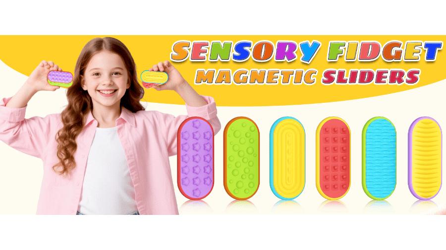 Sensory Fidget Magnet Toys for Kids: Silicone Magnetic Sliders Stress for Autism, Anxiety Relief Small Toys for Adults Office