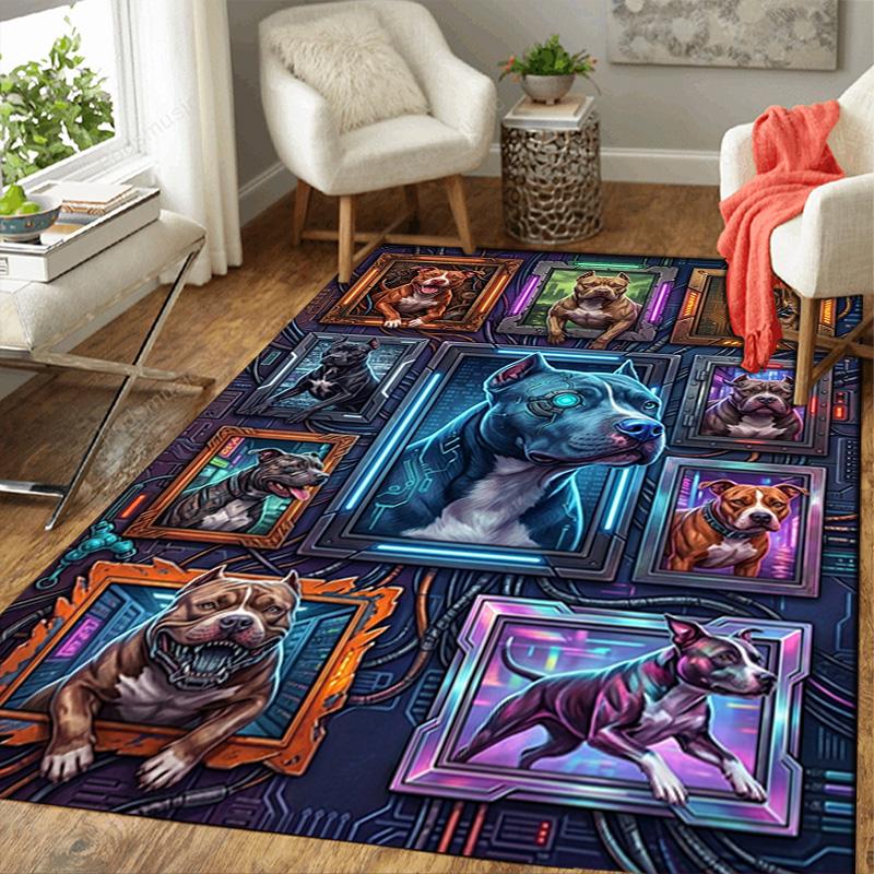 Cybernetic Canine Collection Pattern Rug Floor Mat for Living Room or Bedroom Soft and Comfortable Carpet a Gift for Birthday and Holiday.