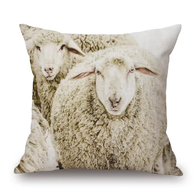 Nordisk Retro Stil Djur Poster Kuddfodral Höglandsko Kalv Hjort Get Älg Räv Björn Tryck Örngott