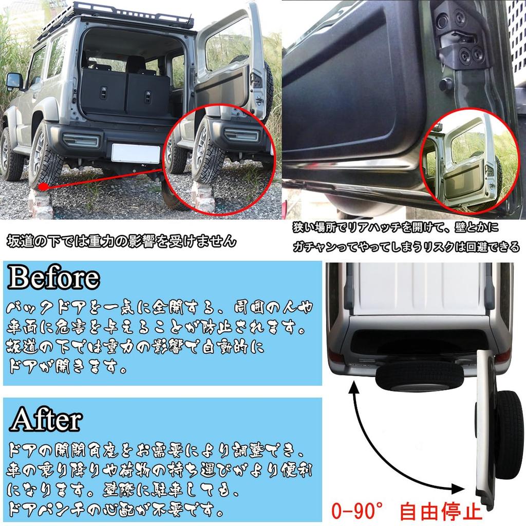 Temiry Rear Door Free for New Jimny and Stepless Rear Door Free Vehicle Inspection Genuine Support Hydraulic Door Rear White Damper, Stop, JB64W,