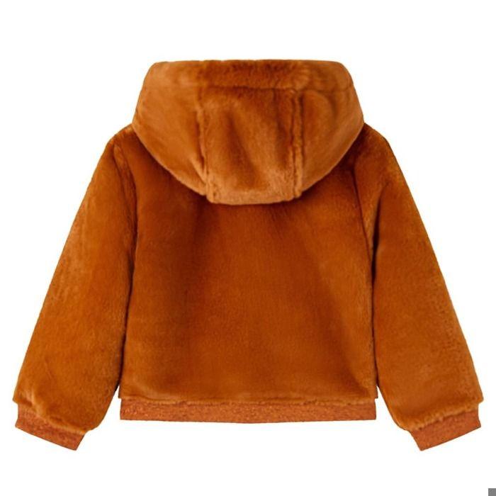 Hoodie - vidaXL - Faux Fur - Cognac Color - Unisex - Long Sleeves
