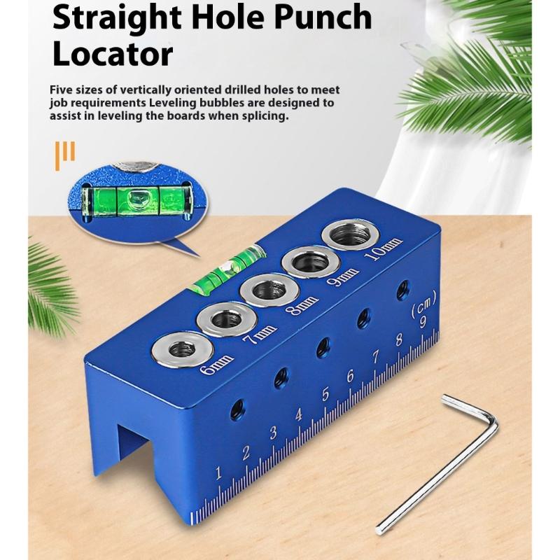 Multipurpose Drilling Alignment Tool with Builts In Level Design 6/7/8/9/10mm Drill Guide Block Locator for Woodworking