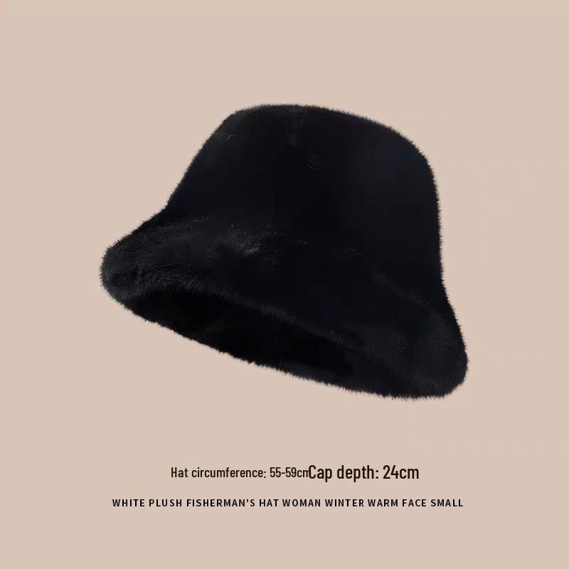 Women's Plush Mongolian Hat: Thick Warm Faux Mink Fur Bucket Hat with Ear Protection for Autumn and Winter