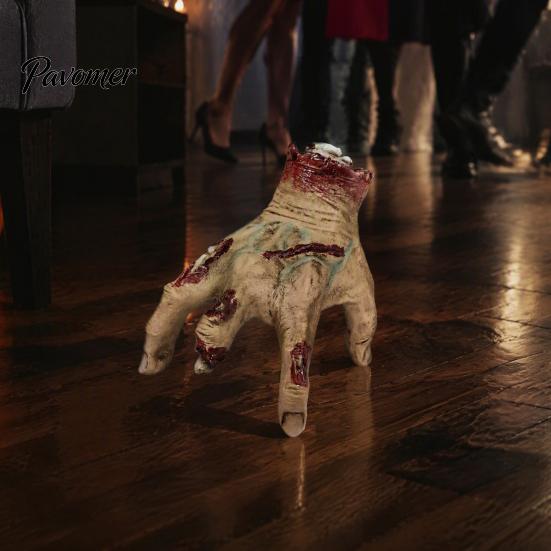 Walking Zombie Decorations Halloween Crawling Hand Prop, Sound Activated Moving for Haunted House, Spooky Party Decor, Interactive Prank Gift