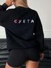European & American Chic: Women's Loose Round Neck Sweatshirt with Trendy Temperament Letter Print