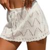 Women Crochet Cover Up Skirt Summer Drawstring High Waist Beach Coverups Knitted Mini Skirt
