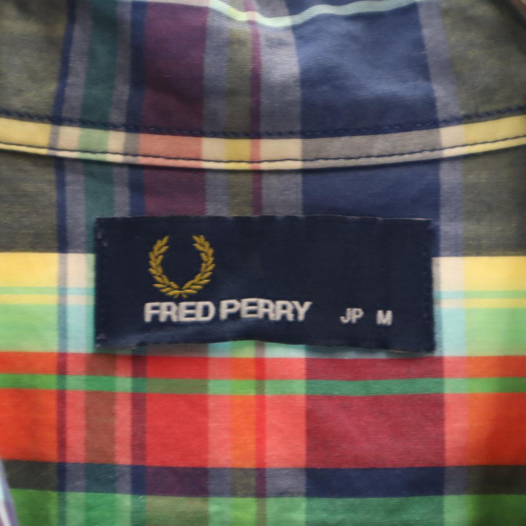 Fred Perry Check Pattern Long Sleeve Cotton Shirt M Multi Men's Used