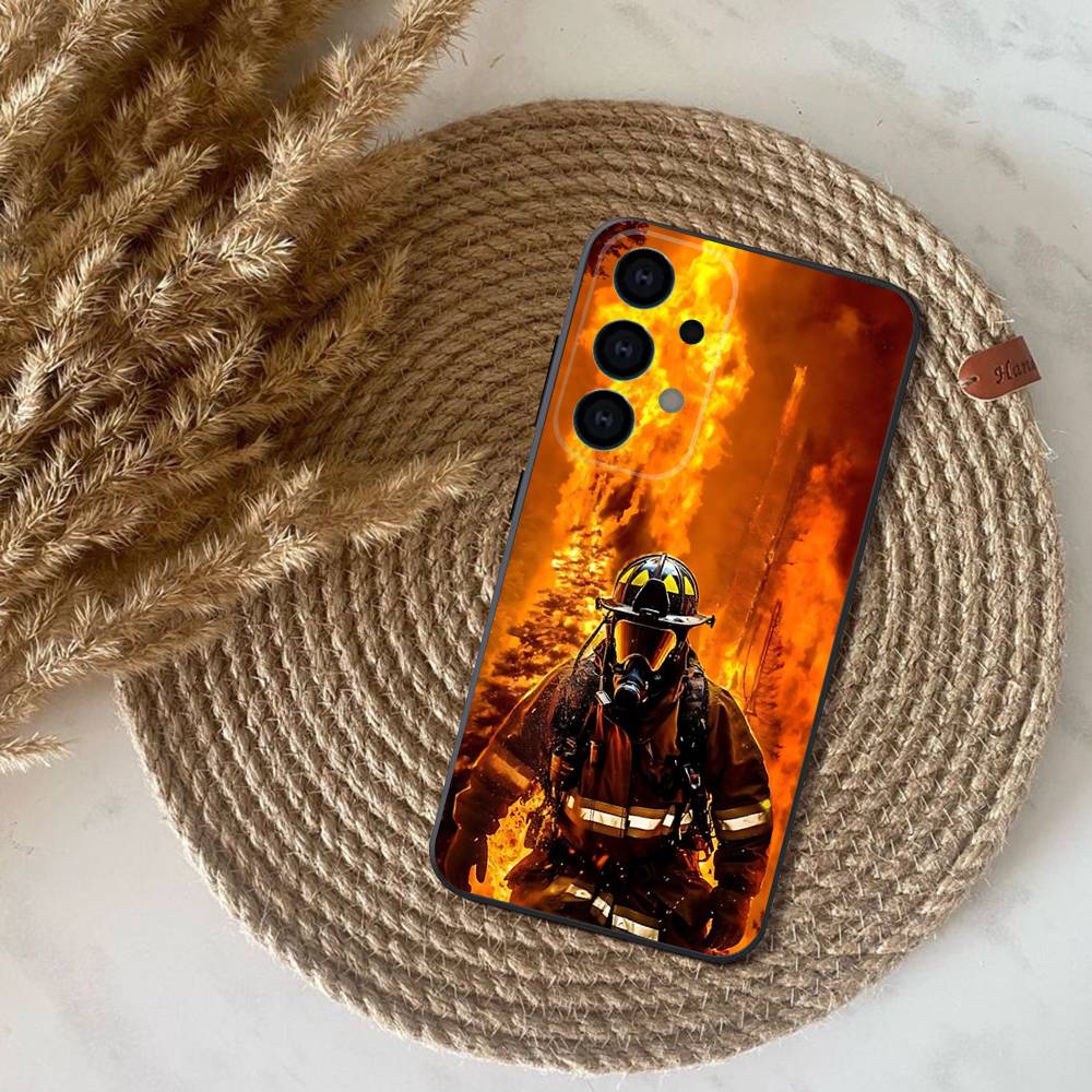 Phone Case For Samsung S25,S24,S21,S22,S23,S30,Ultra,S20,Plus,Fe,Lite,Note,10,9,Fireman Firefighter 5G Black Cover