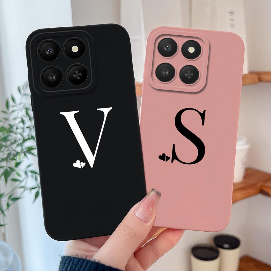 For Honor X7d X9d X70 5G Case Simple Heart Letters Soft Liquid Silicone Phone Bumper For Honor X 7d X 9D X 70 Protective Cover