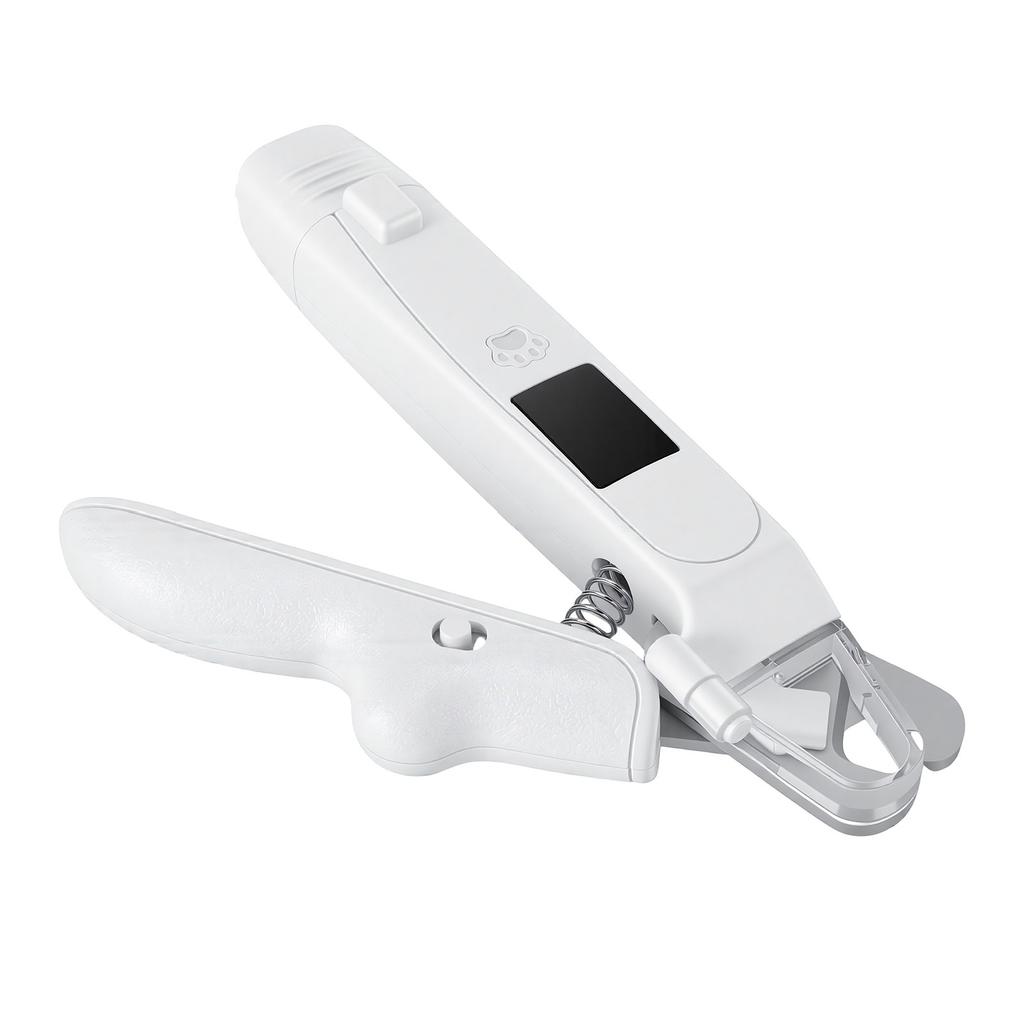 Cortador de Unhas para Pet 2 em 1 com LED Baixo Ruído Elétrico Aparador Moedor para Gatos Cães com Trava de Segurança Coleta de Unhas
