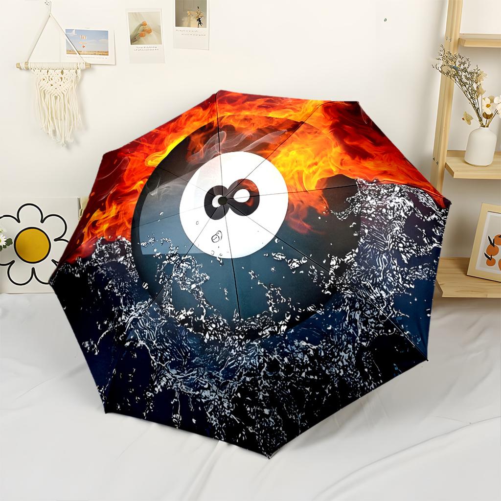 Pool Ball Fusion Portable Automatic Umbrella Compact Durable 8 Rib Design Lightweight for Outdoor Daily Use Elegant Women's Umbrella