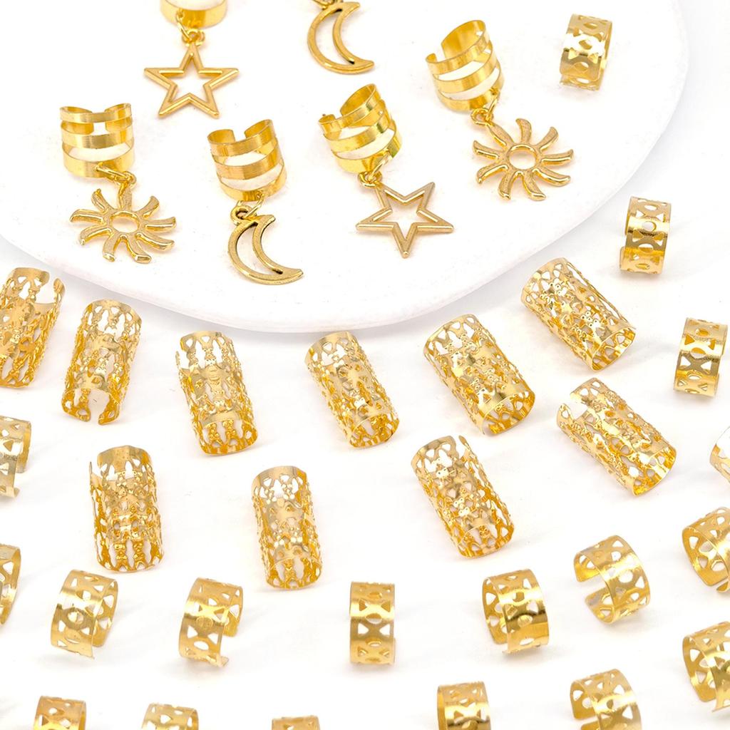 36pcs Star and Moon Dreadlock Hair Rings Set