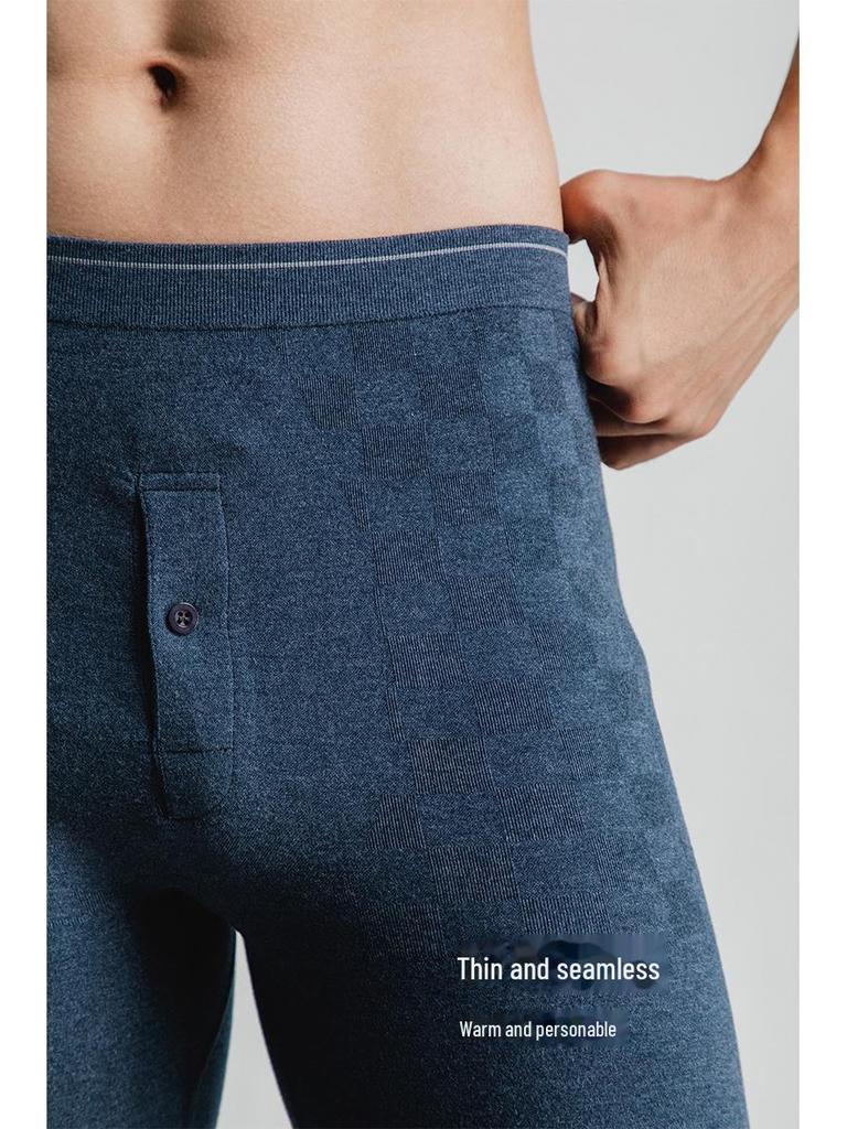 Men's Thin Seamless Toyobo Silk Trousers - Elastic, Warm, Large Size, Nude Feel - Ideal for Autumn and Winter.