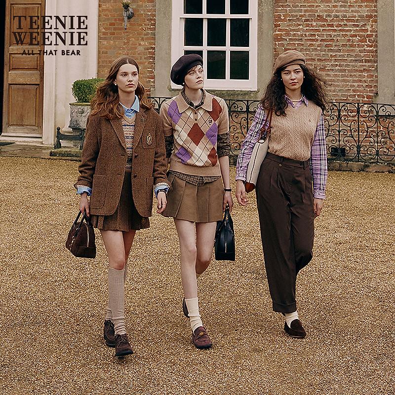 

Женский пуловер поло в клетку аргайл с коротким рукавом S