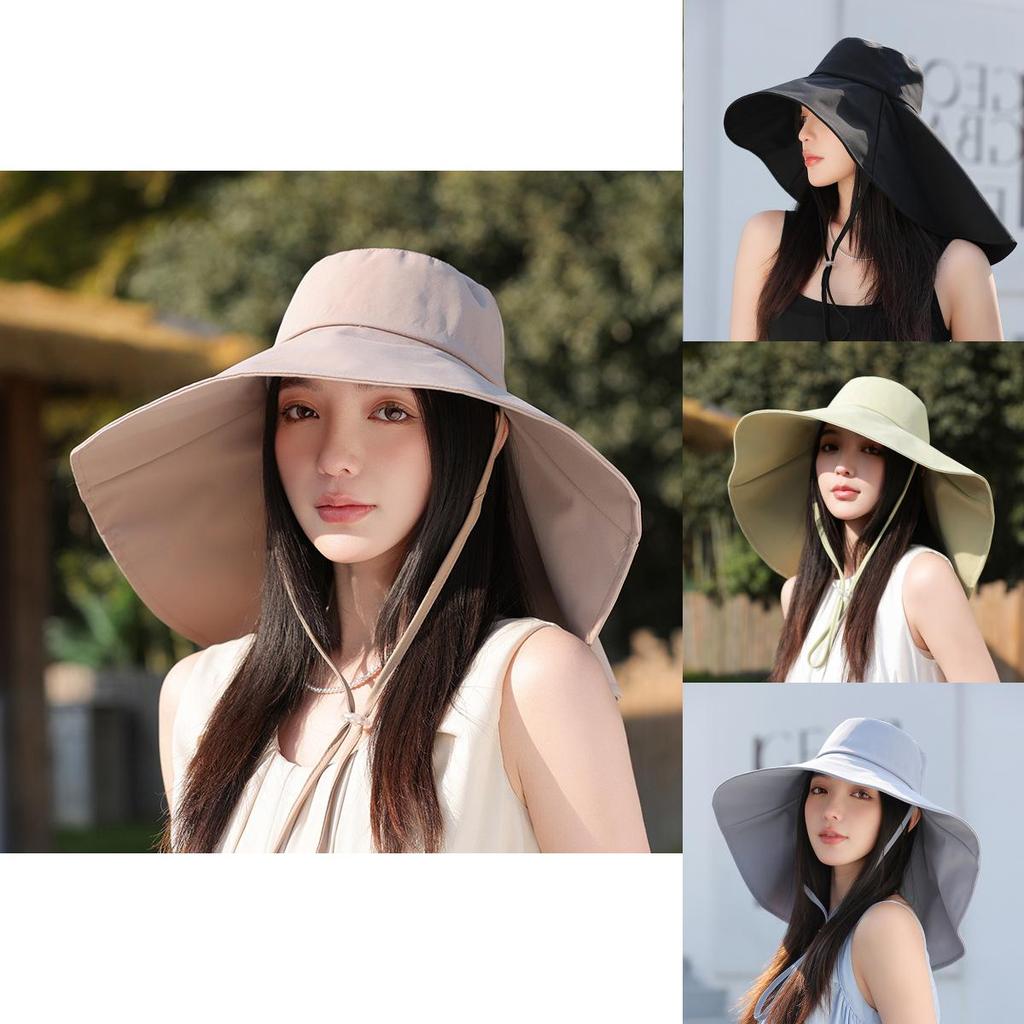 Summer Outdoor Sun Protection Cap With Neck Shield Lightweight Polyester For Women