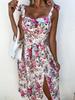 2022 Spaghetti Strap Waist-Cinching Slit Dress for Women