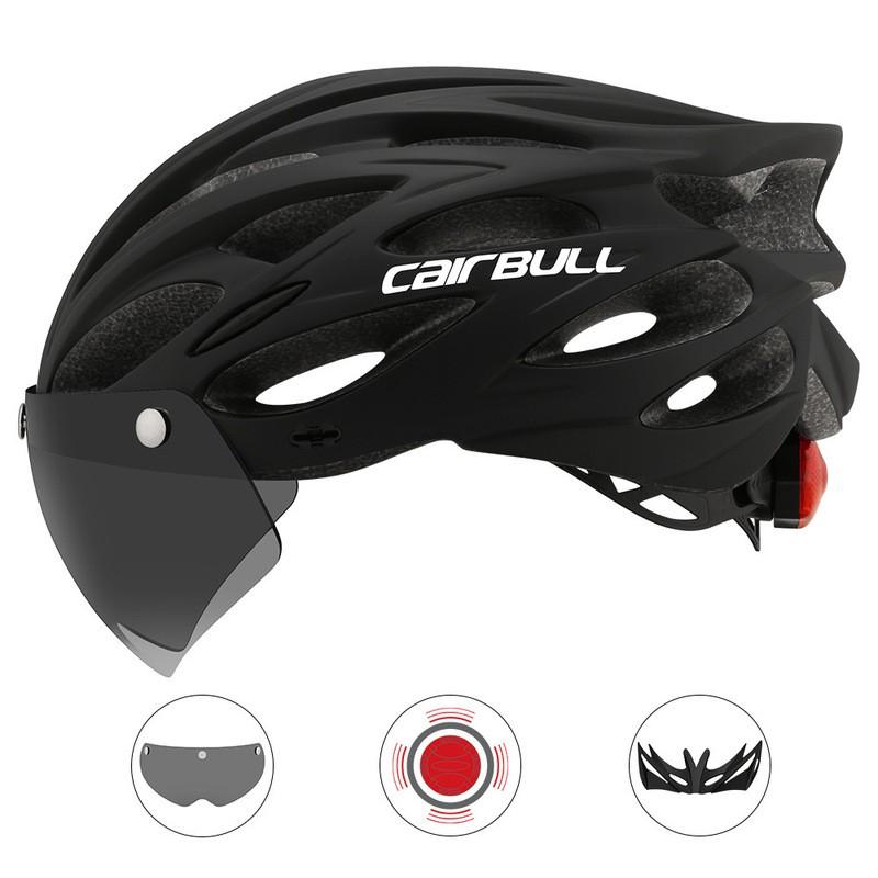 Cairbull Allroad Cycling Helmet With Visor Detachable Lens Rear Safety Light Road Mountain Biking M 55-59 cm