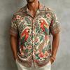 Summer Essential! Tropical Parrot Floral Short Sleeve Casual Shirt