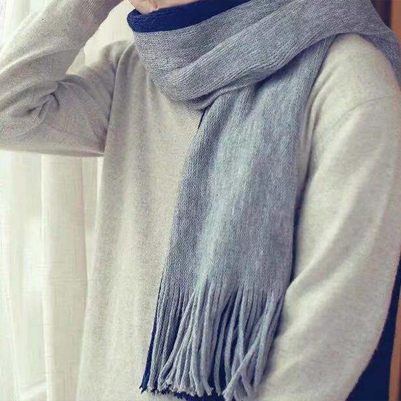 New Autumn Winter Male Thickened Long Style Contrast Color Scarf Imitation Cashmere Yarn Scarf Keep Warm Scarf