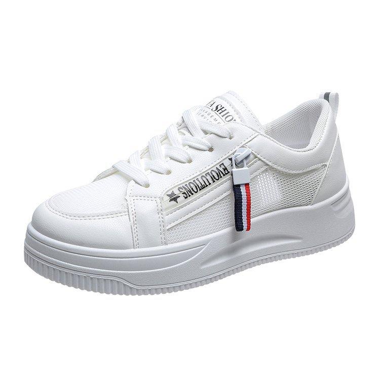 

2025 summer breathable mesh white shoes women s rubber PU muffin bottom foreign trade casual sports shoes 40