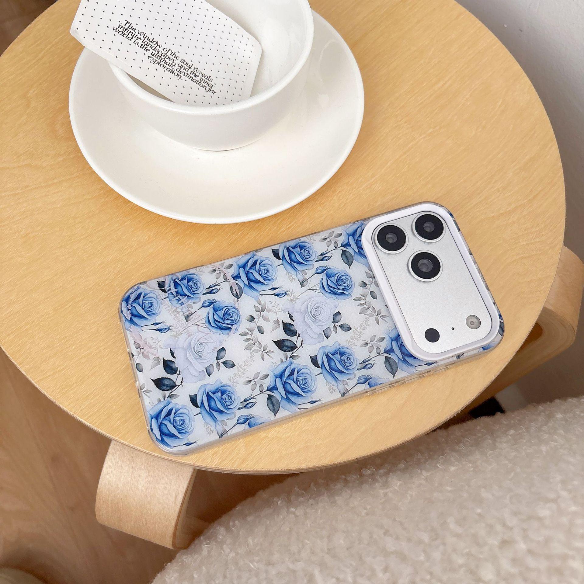 

Blue and Pink Floral iPhone 17 Pro Max Case - Soft Cover for iPhone 15/14/13 16 Pro Max
