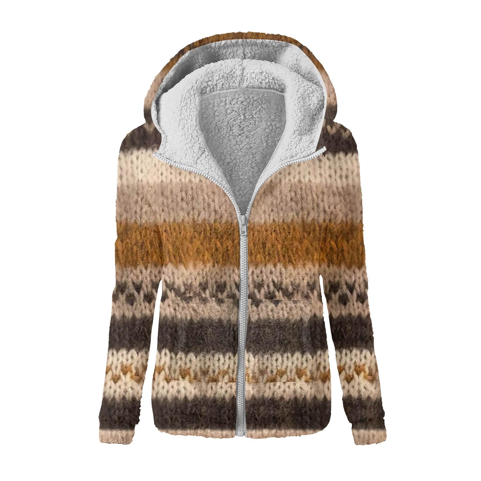 

Женская модная толстовка с принтом, свободная плюшевая куртка с капюшоном на молнии XL кофейный