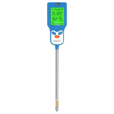 Rotate 90° Soil Tester 6 In 1 Fertility pH Temp Moisture Light Humidity Meter LCD Soil PH Detector Plant Garden Soil Analyser