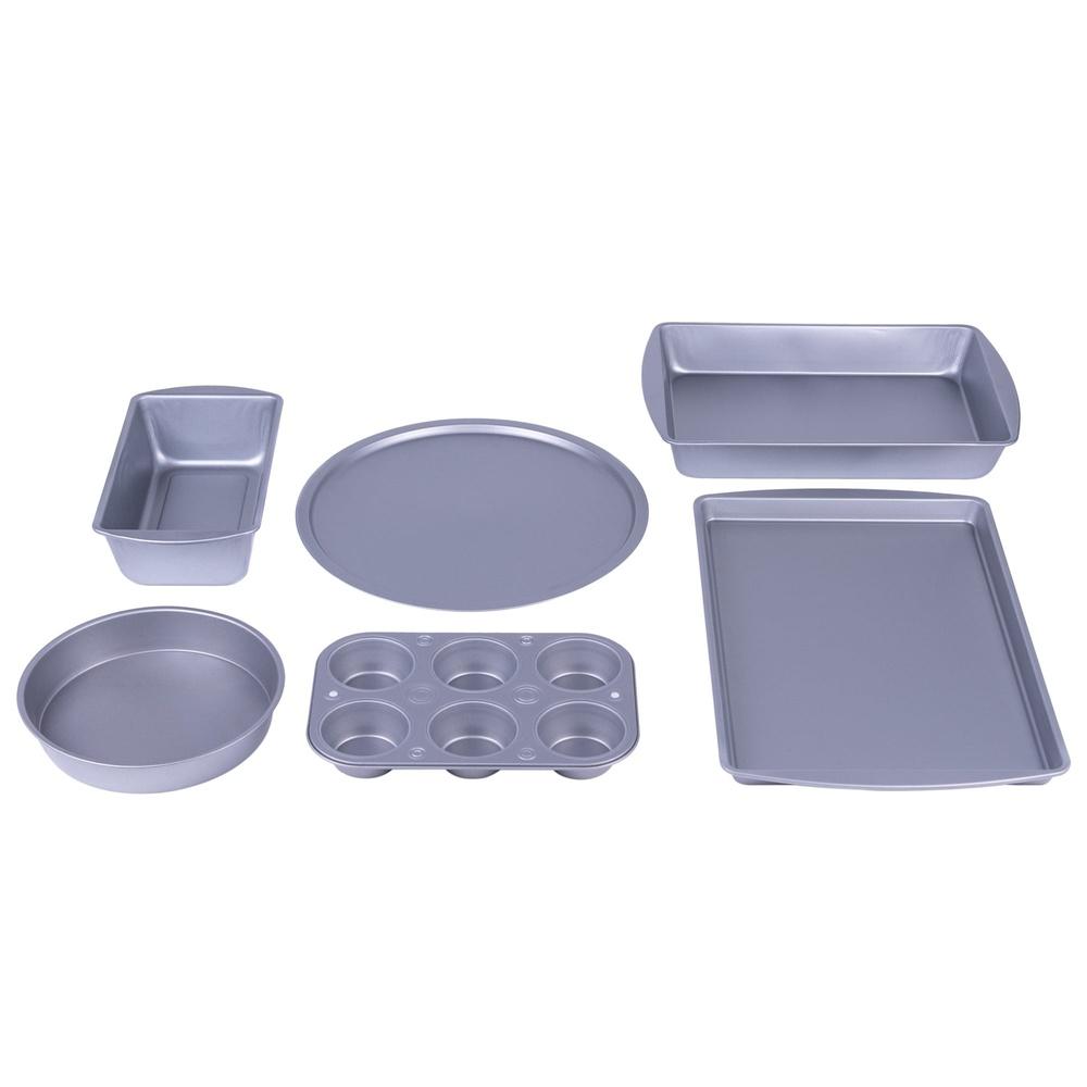 6-Piece Nonstick Bakeware Set Muffins Cakes Pizzas Cookie Loaf and Bread Pans Kitchen Essentials Durable Easy Cleanup