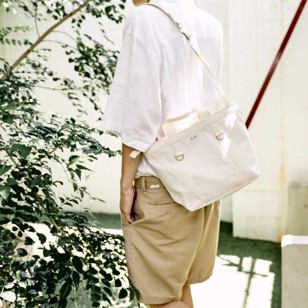 CIE DUCK CANVAS TOTE-M WHITE, Made in Japan, 2-Way Shoulder Bag, ALBERTON, Simple Waterproof, Duck Canvas, for Men and Women